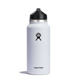 Hydro Flask 32oz Wide Mouth with Straw Lid Bottle White DENTED
